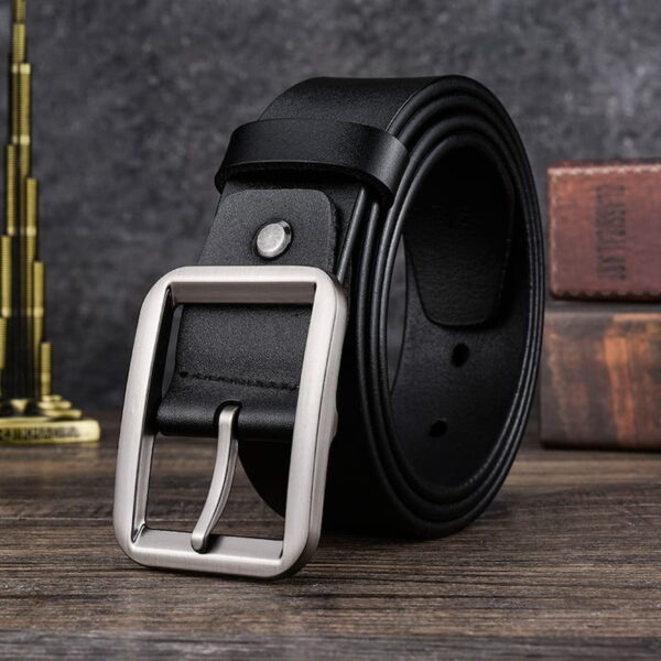 Korean Style Dual Side Buckle Leather Belt - Black