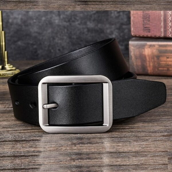 Korean Style Dual Side Buckle Leather Belt - Black