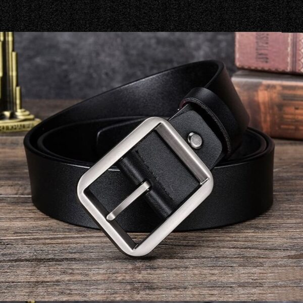 Korean Style Dual Side Buckle Leather Belt - Black