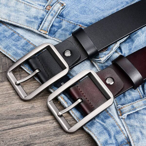 Korean Style Dual Side Buckle Leather Belt - Black