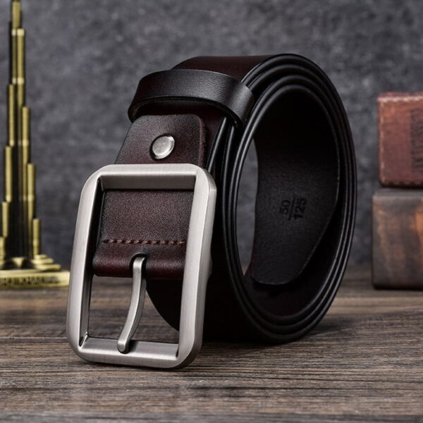 Korean Style Dual Side Buckle Leather Belt - Brown