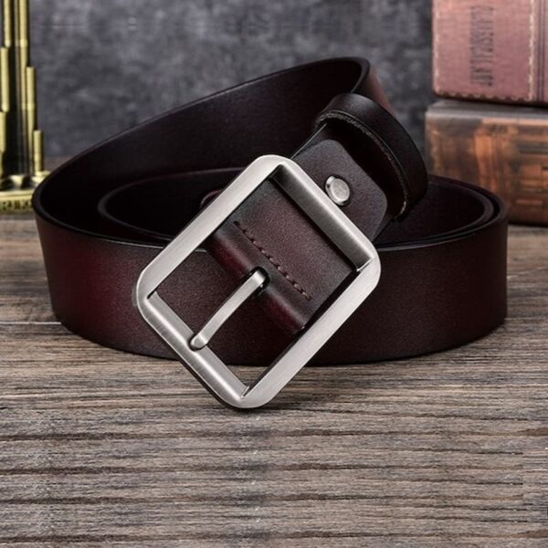 Korean Style Dual Side Buckle Leather Belt - Brown