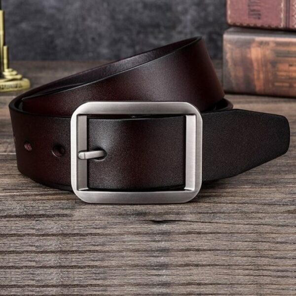 Korean Style Dual Side Buckle Leather Belt - Brown