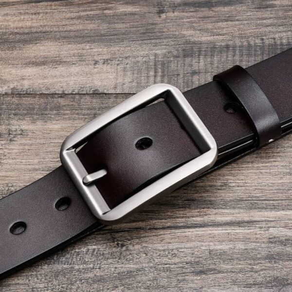 Korean Style Dual Side Buckle Leather Belt - Brown