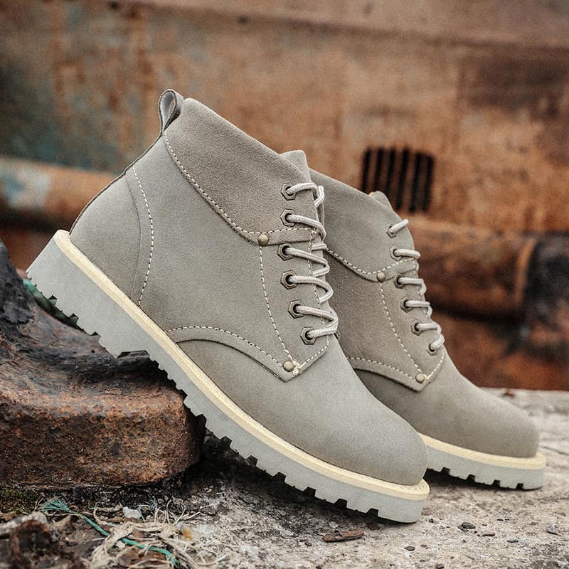 Korean Style Leather Frost Martin Boot - Beige