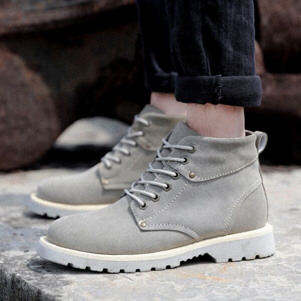 Korean Style Leather Frost Martin Boot - Beige