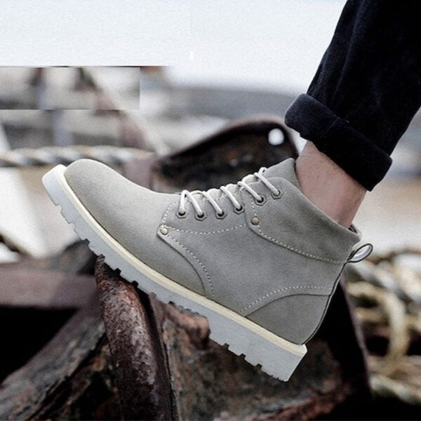 Korean Style Leather Frost Martin Boot - Beige