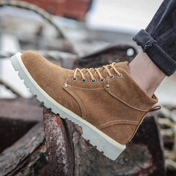 Korean Style Leather Frost Martin Boot - Brown