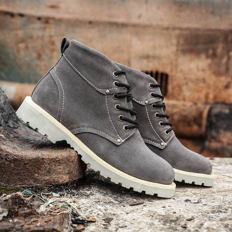 Korean Style Leather Frost Martin Boot - Gray