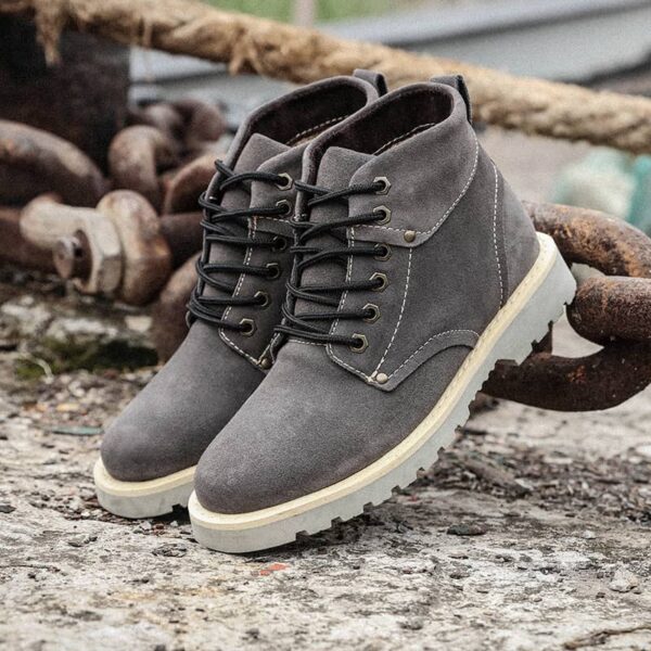 Korean Style Leather Frost Martin Boot - Gray