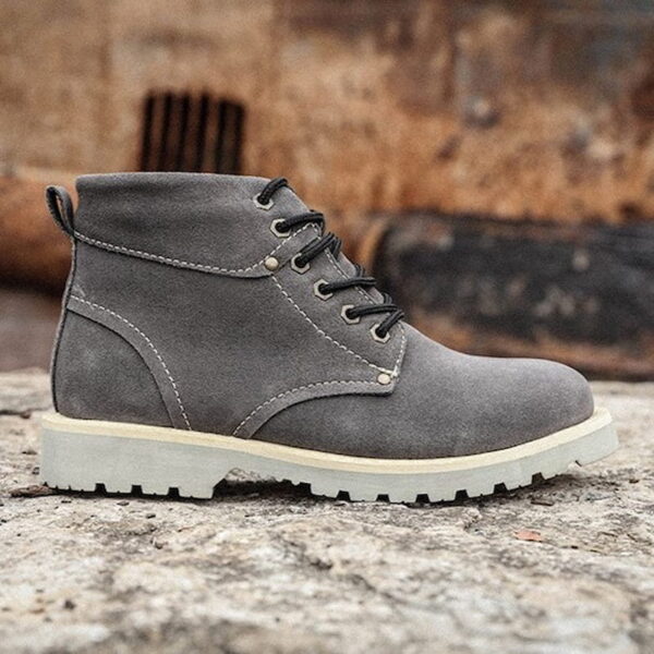 Korean Style Leather Frost Martin Boot - Gray