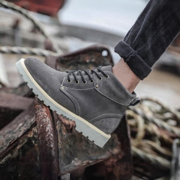 Korean Style Leather Frost Martin Boot - Gray