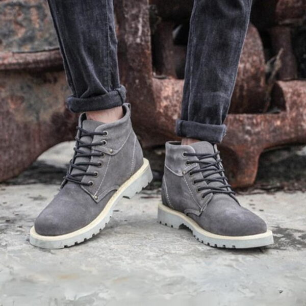 Korean Style Leather Frost Martin Boot - Gray