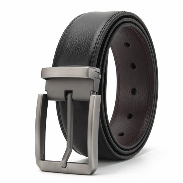 Cross Border Zinc Alloy Buckle Leather Belt - Black