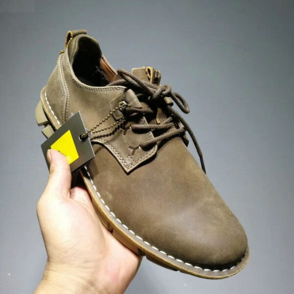 Lace-up Outdoor Leather Retro Casual Shoe - Khaki