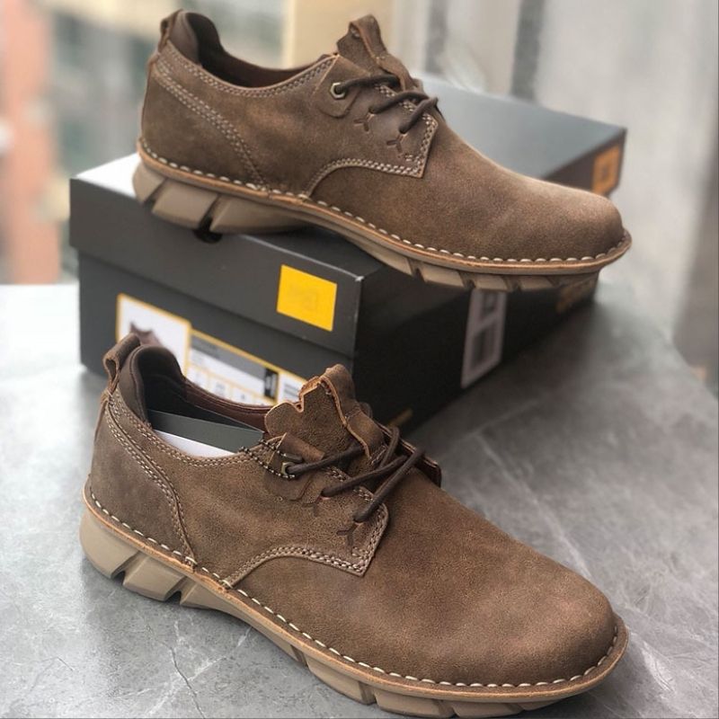 Lace-up Outdoor Leather Retro Casual Shoe - Khaki
