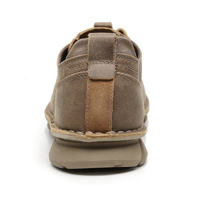 Lace-up Outdoor Leather Retro Casual Shoe - Khaki