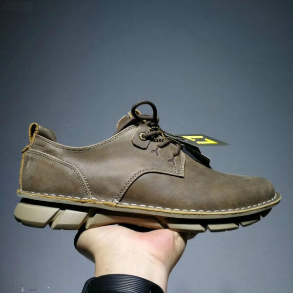 Lace-up Outdoor Leather Retro Casual Shoe - Khaki