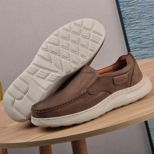 Lightweight Stitched Leather Casual Loafer - Brown