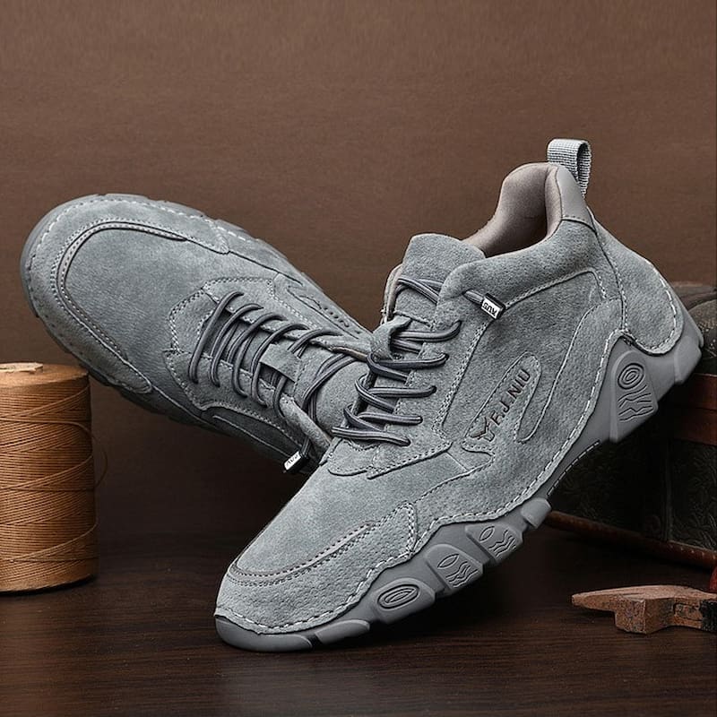 Mid-top Leather Lazy Casual Shoe - Gray
