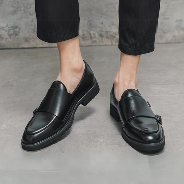 Pointed Toe Double Monk Formal Shoe - Black