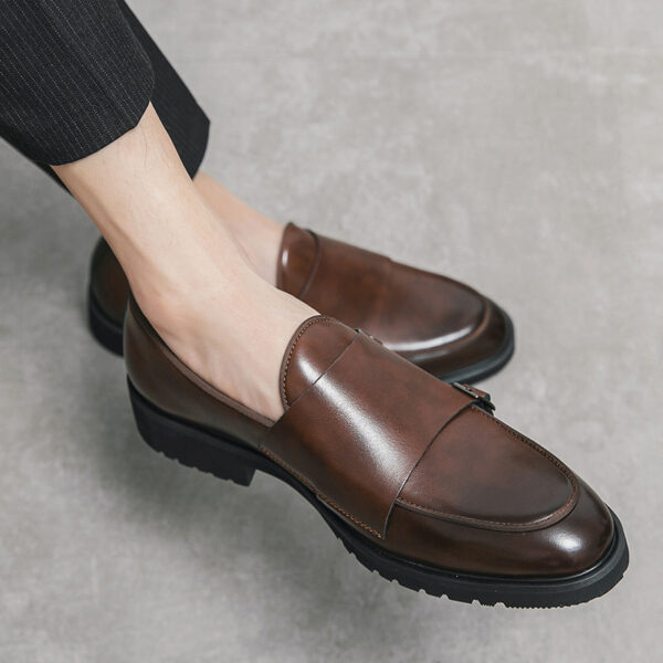 Pointed Toe Double Monk Formal Shoe - Brown
