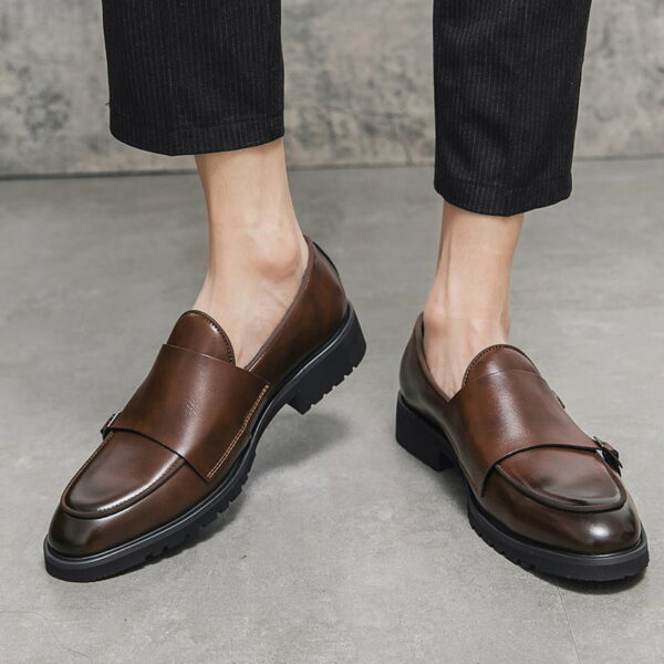 Pointed Toe Double Monk Formal Shoe - Brown