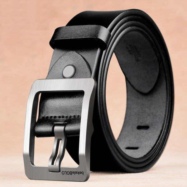 Retro Japanese Dual Side Buckle Leather Belt - Black