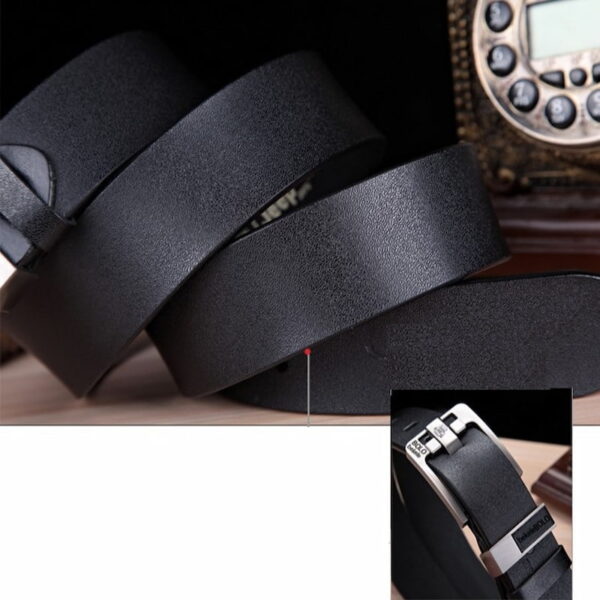 Retro Japanese Dual Side Buckle Leather Belt - Black