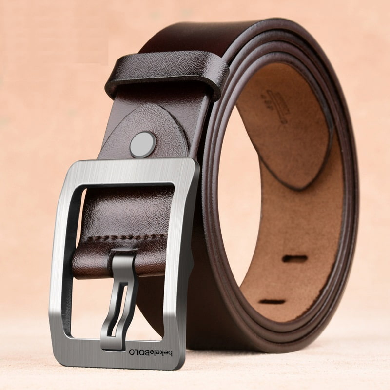 Retro Japanese Dual Side Buckle Leather Belt - Brown