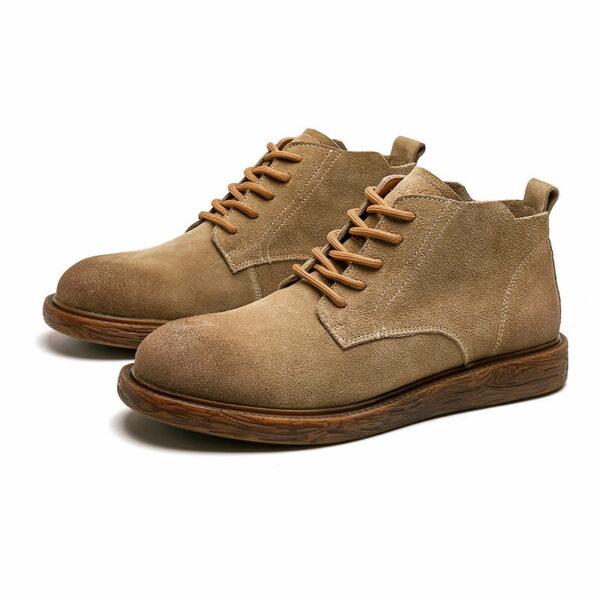 Retro Style Mid-cut Leather Martin Boot - Khaki