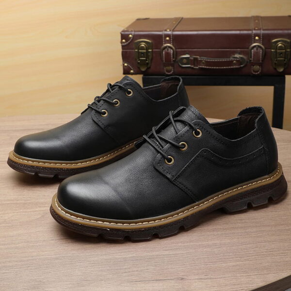 Soft Soled Low-top Leather Martin Boot - Black