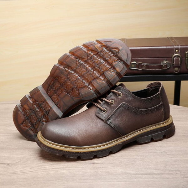 Soft Soled Low-top Leather Martin Boot - Brown