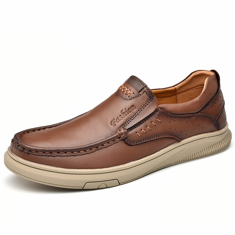 Soft Surface Lightweight Leather Casual Loafer - Brown