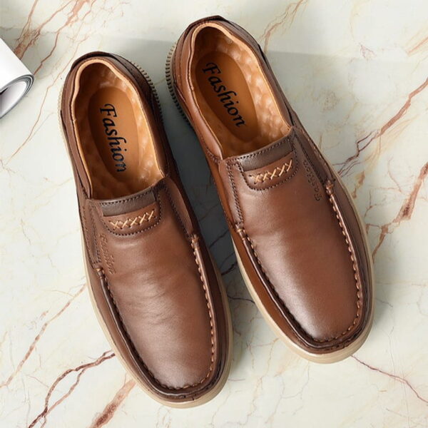 Soft Surface Lightweight Leather Casual Loafer - Brown