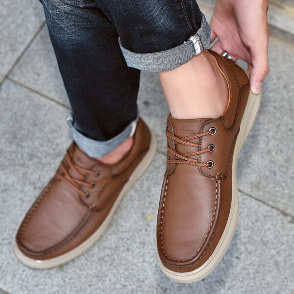 Soft Surface Lightweight Leather Casual Shoe - Brown