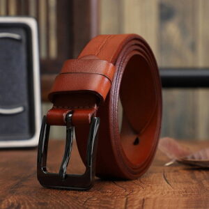 Versatile Pin Buckle Genuine Leather Belt – Light Brown