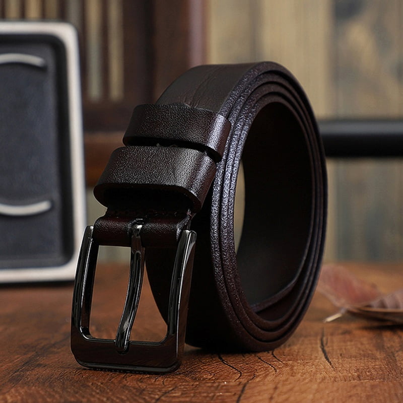 Versatile Pin Buckle Genuine Leather Belt - Brown