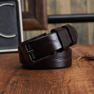 Versatile Pin Buckle Genuine Leather Belt – Brown