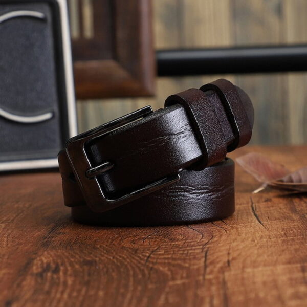 Versatile Pin Buckle Genuine Leather Belt - Brown