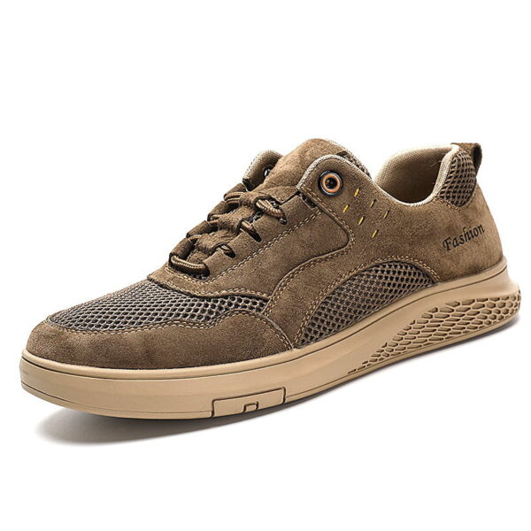 Wild Trend Breathable Leather Casual Shoe - Khaki