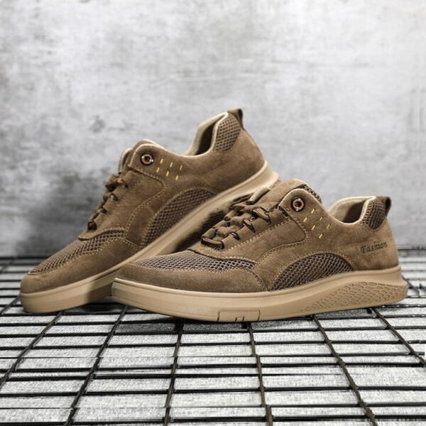 Wild Trend Breathable Leather Casual Shoe - Khaki