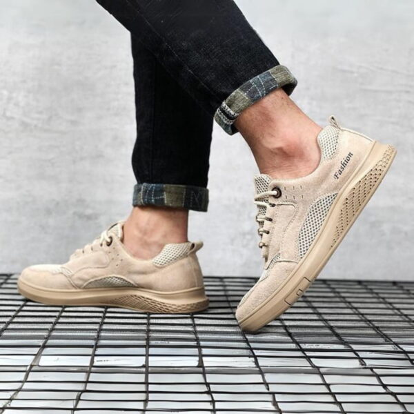 Wild Trend Breathable Leather Casual Shoe - Sand