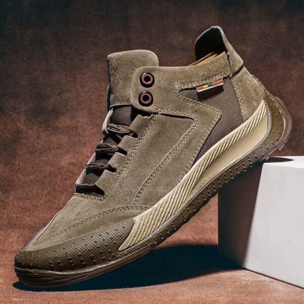 Winter Style Leather Tooling Casual Shoe - Khaki