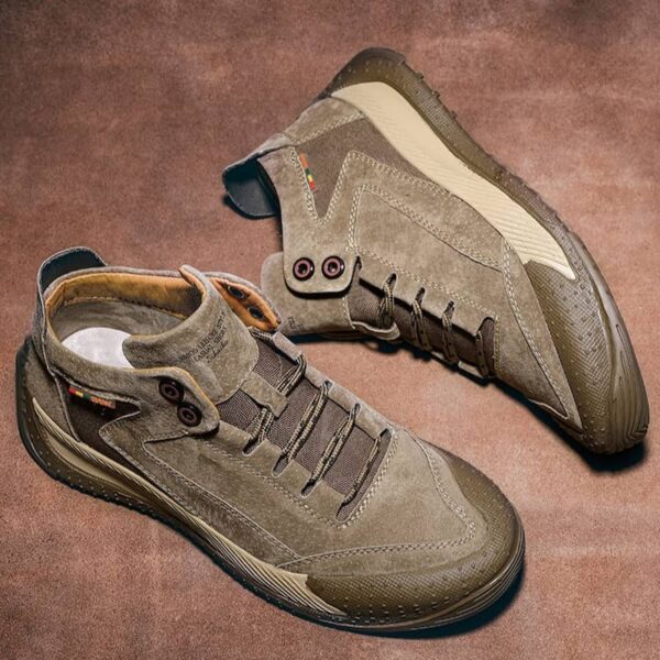 Winter Style Leather Tooling Casual Shoe - Khaki