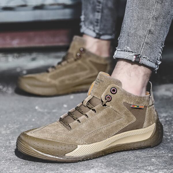 Winter Style Leather Tooling Casual Shoe - Khaki