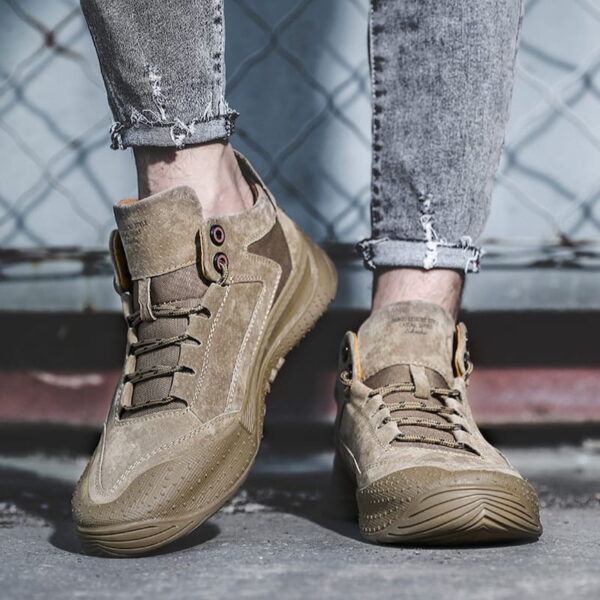 Winter Style Leather Tooling Casual Shoe - Khaki