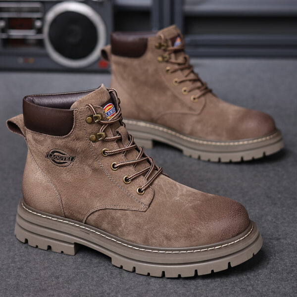 Korean Style High-top Retro Martin Boot - Khaki