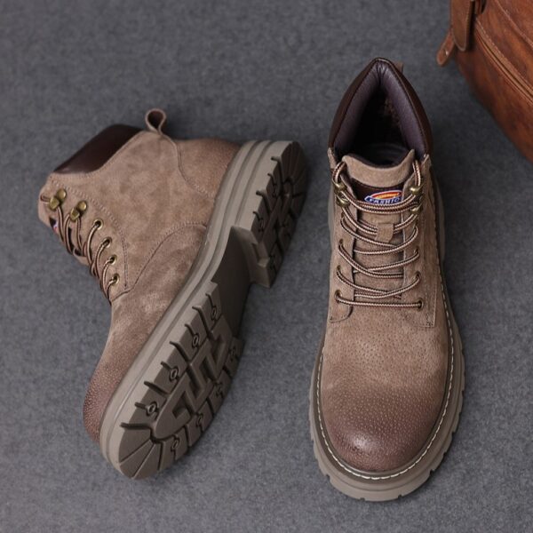 Korean Style High-top Retro Martin Boot - Khaki