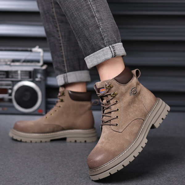 Korean Style High-top Retro Martin Boot - Khaki